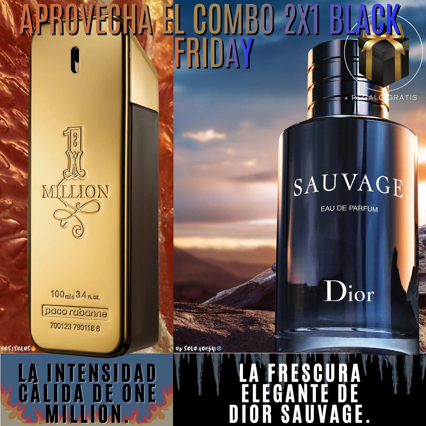 COMBO 2X1 PERFUMES IMPORTADOS – DIOR SAUVAGE + ONE MILLION ¡LIQUIDACIÓN DE STOCK!